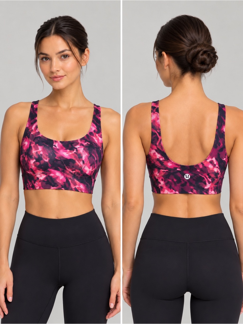 💎 Lululemon Nulu Front-Darting Yoga Bra Intensity Pink Blossom Multi Sz 8